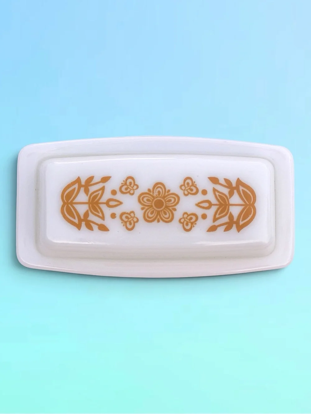 ✨1970s✨Vintage✨Pyrex Gold Butterfly Butter Dish✨